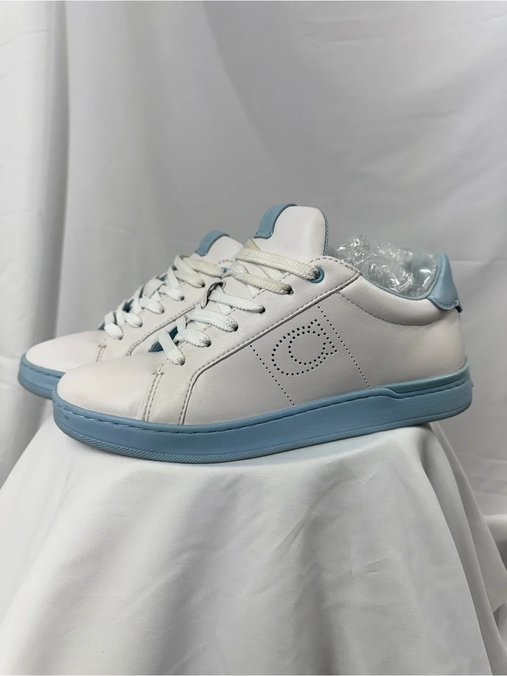 Coach White Sneakers with Light Blue Accents